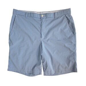Footjoy Golf Shorts Blue Gingham Check Size 40 Polyester Spandex 10" inseam